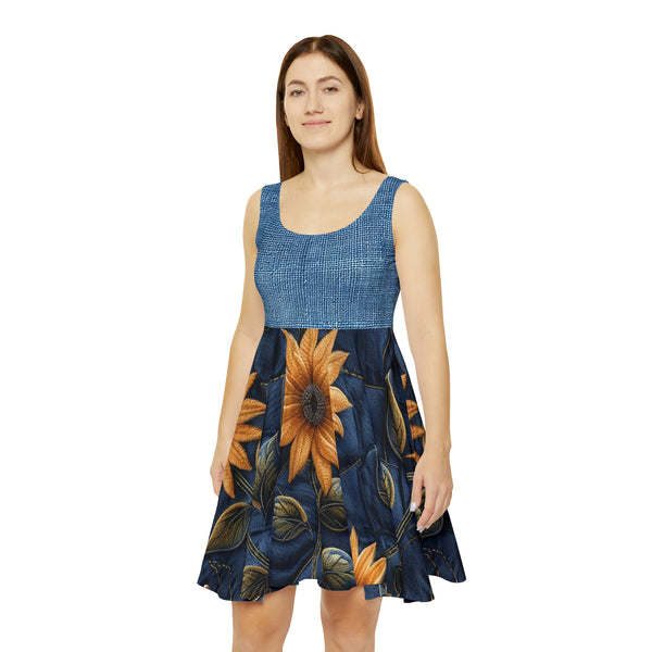 Denim Sunflower Women's Skater Dress
