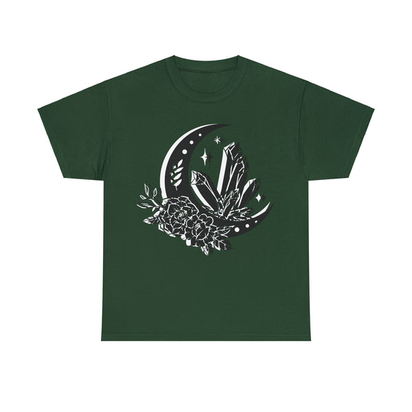 "Crystal, Flowers & Moon" Plus Size Women Heavy Cotton Tee T-shirt