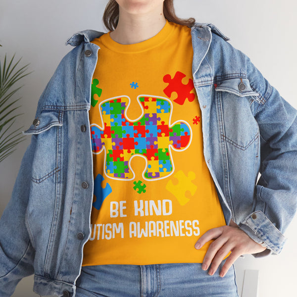Autism Awareness "Be Kind" Plus Size Women Heavy Cotton Tee