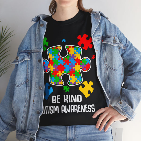 Autism Awareness "Be Kind" Plus Size Women Heavy Cotton Tee