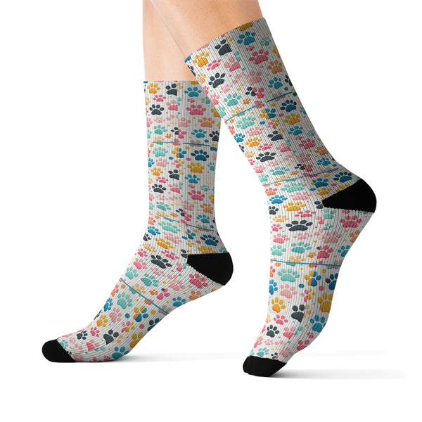Dog Paw Print Sublimation Woman Socks