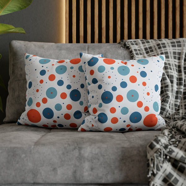 Blue/Orange Polka Dots Spun Polyester Square Pillowcase