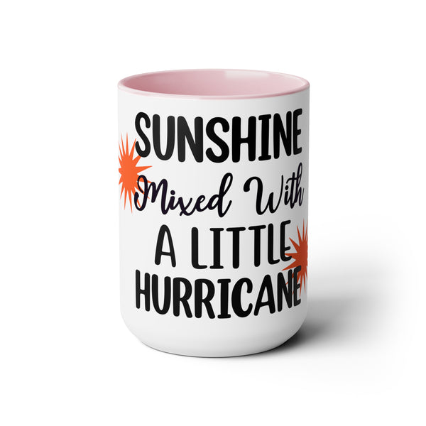 "Sunshine Mixed With A Little Hurricane" Mother's Day Two-Tone Coffee Mugs Cup, 15oz