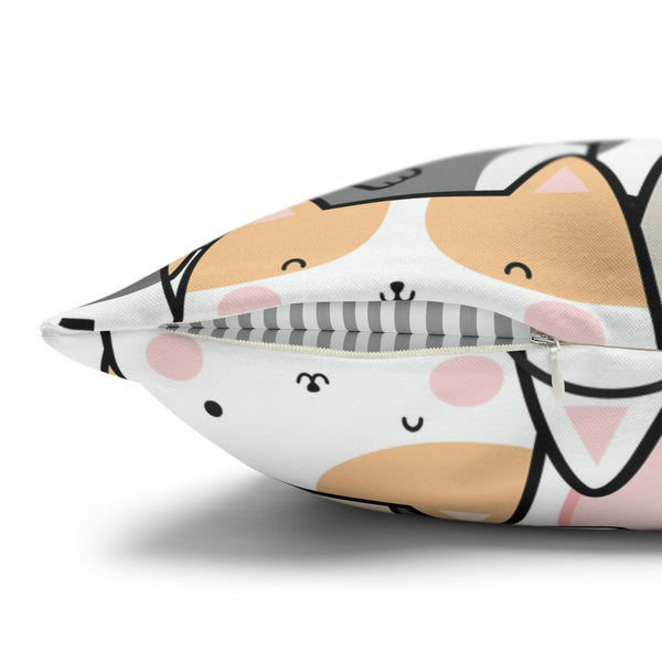 Cat Group Spun Polyester Square Pillowcase