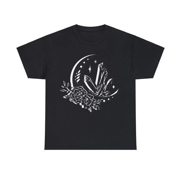 "Crystal, Flowers & Moon" Plus Size Women Heavy Cotton Tee T-shirt