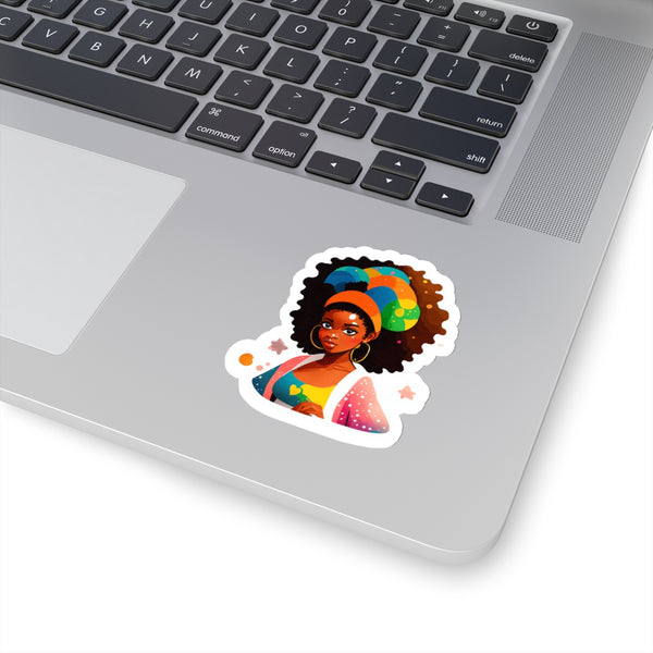 Colorful Afro-Futuristic Woman Kiss-Cut Stickers