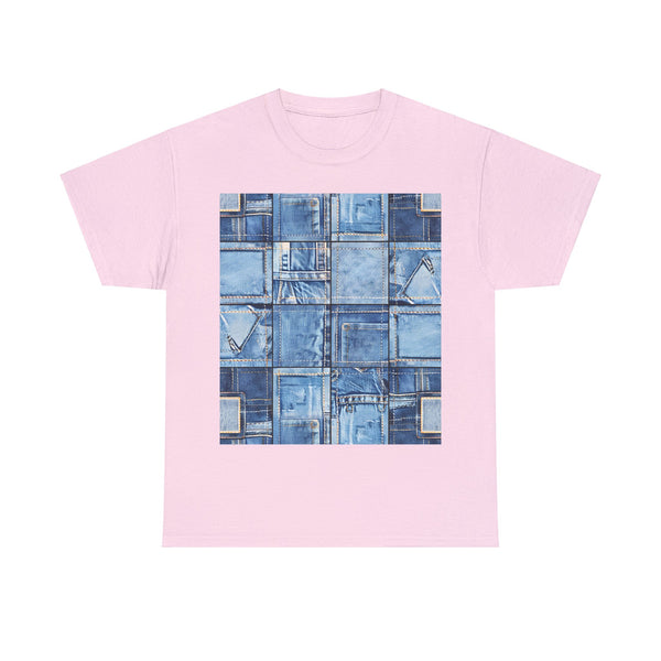 "Denim Patch" Plus Size Women Heavy Cotton Tee