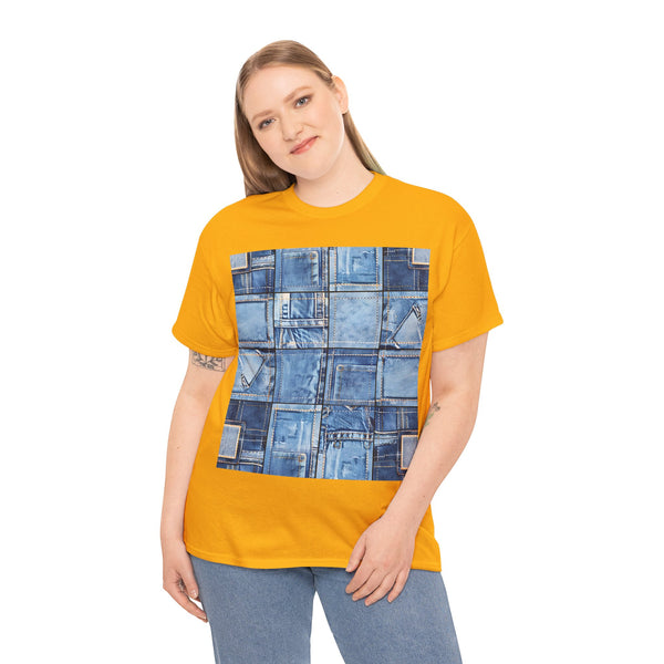 "Denim Patch" Plus Size Women Heavy Cotton Tee