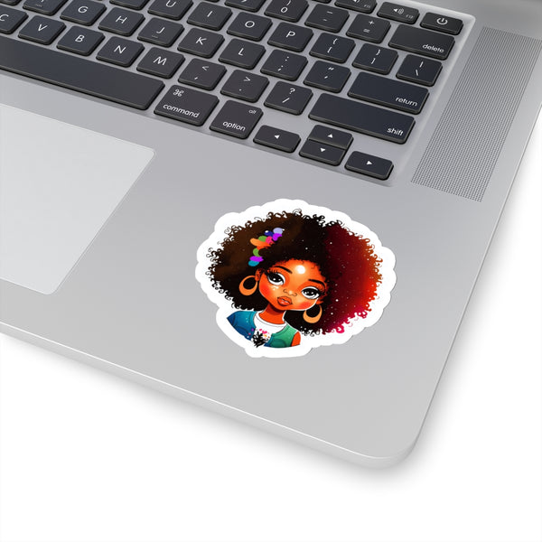Afro-haired Girl Kiss-Cut Stickers