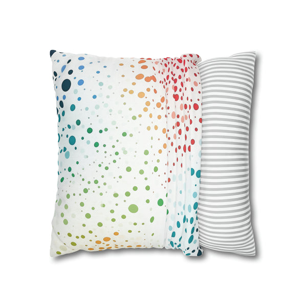 White Polka Dots Spun Polyester Square Pillowcase