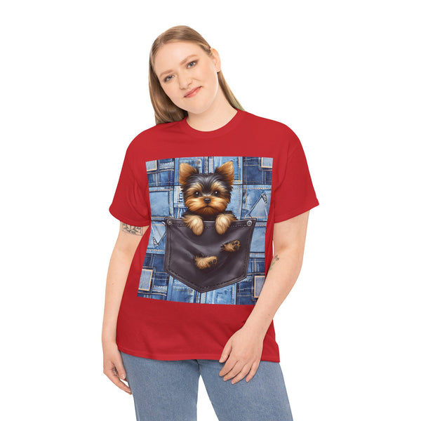 "Denim Dog Patch" Plus Size Women Heavy Cotton Tee T-shirt
