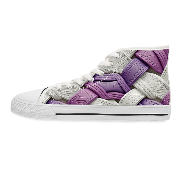 Pink/White Interlocking Leather Women's High Top Sneakers