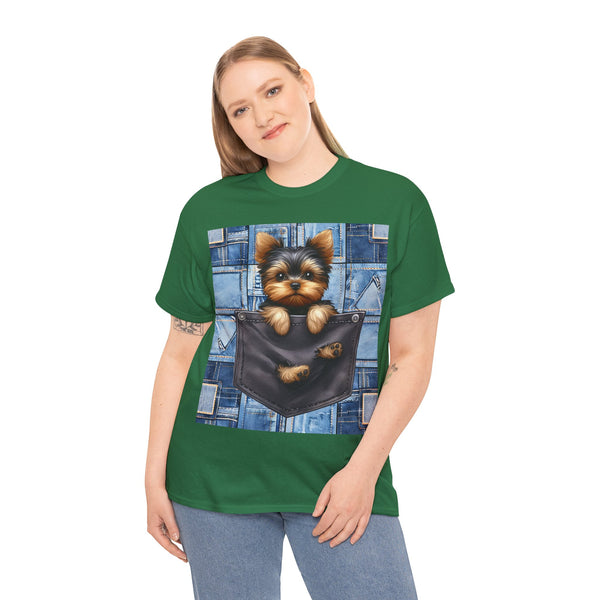 "Denim Dog Patch" Plus Size Women Heavy Cotton Tee T-shirt