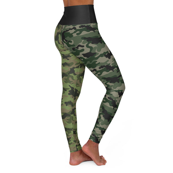 Green Camo Two Tone High Waisted Yoga Leggings