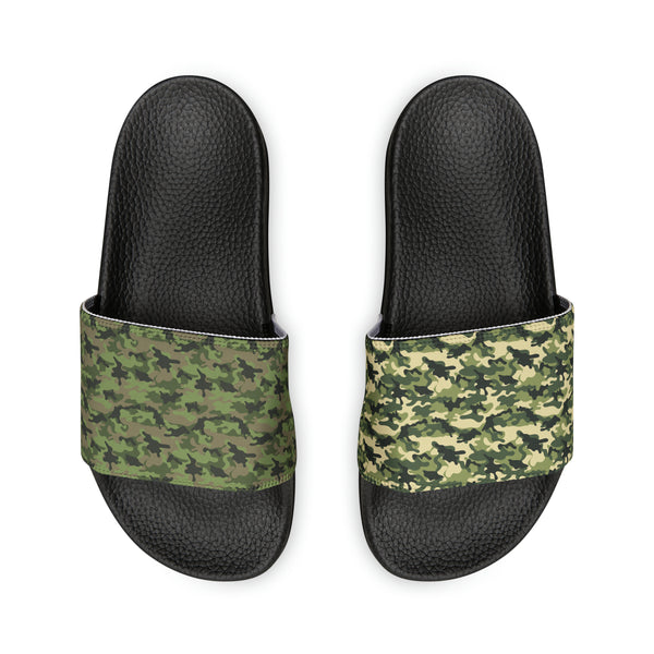 Green Camo Women's PU Slide Sandals Shoes