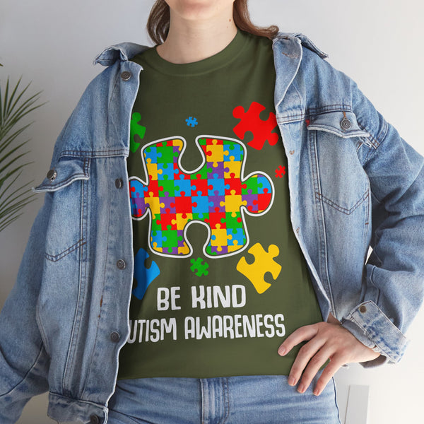 Autism Awareness "Be Kind" Plus Size Women Heavy Cotton Tee