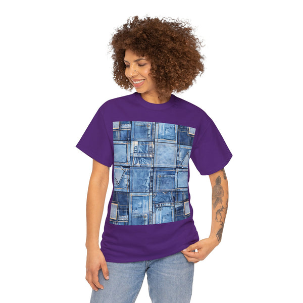 "Denim Patch" Plus Size Women Heavy Cotton Tee
