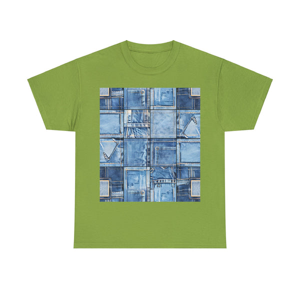 "Denim Patch" Plus Size Women Heavy Cotton Tee