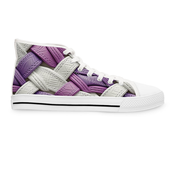 Pink/White Interlocking Leather Women's High Top Sneakers