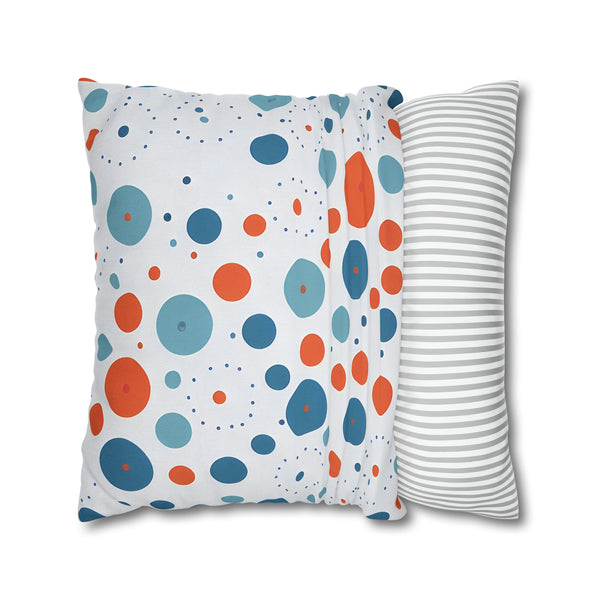Blue/Orange Polka Dots Spun Polyester Square Pillowcase