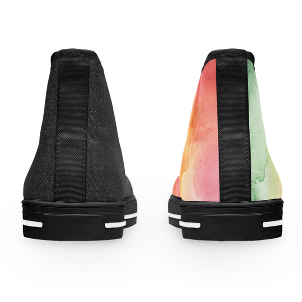 Oil Paint /Black Women's High Top Sneakers