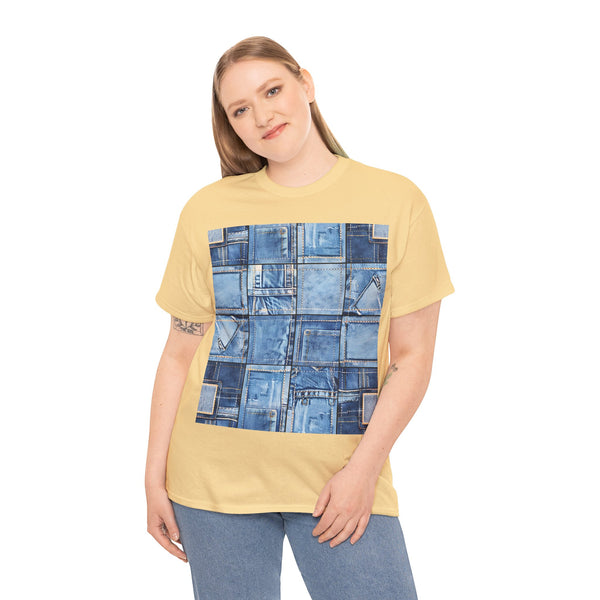 "Denim Patch" Plus Size Women Heavy Cotton Tee