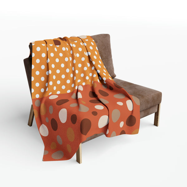 Large Warm Color Polka Dots Arctic Fleece Throw Blanket