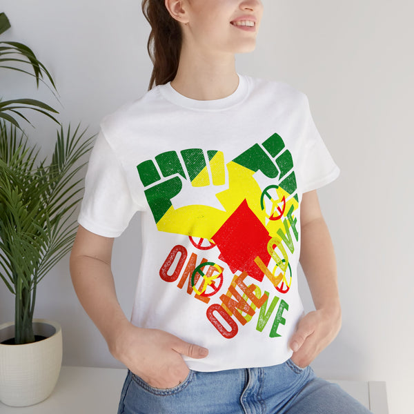 One Love T-Shirt - Spread Peace and Unity in Style - Woman's Jersey Short Sleeve Tee