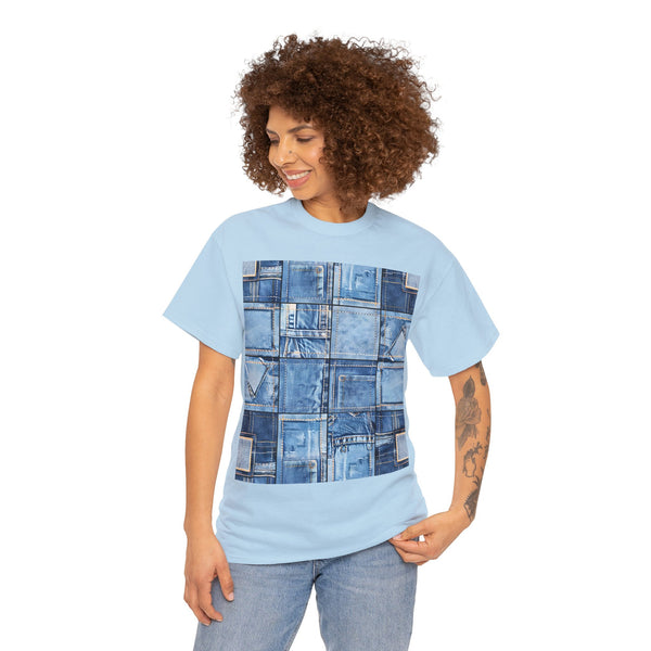 "Denim Patch" Plus Size Women Heavy Cotton Tee