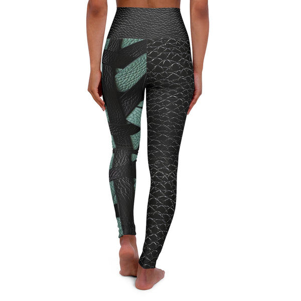 Two Tone Faux Leather High Waisted Yoga Leggings