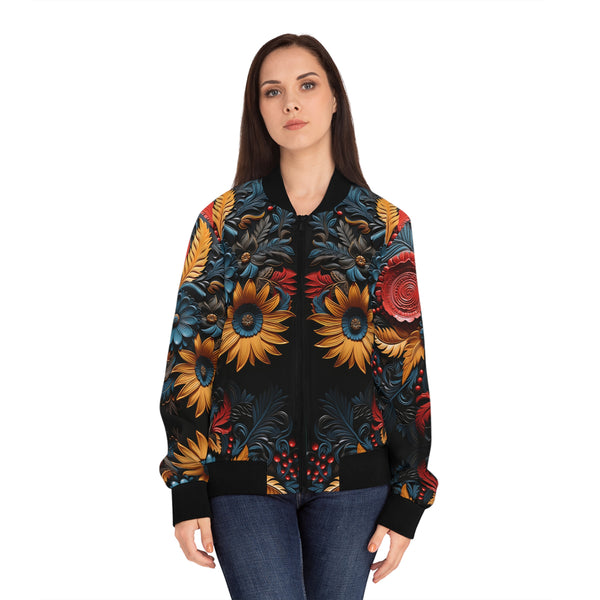 3D Flowers Women's Bomber Jacket