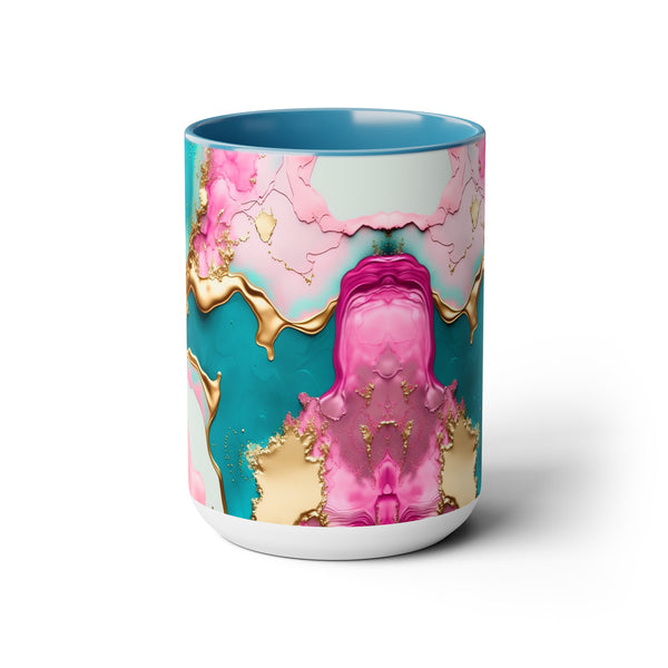 Marble Pink & Gold  Mother's Day Two-Tone Coffee Mugs Cup, 15oz