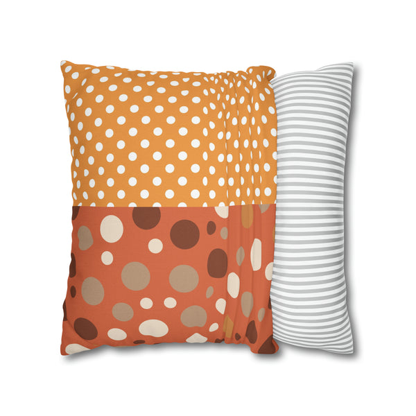 Large Warm Color Polka Dots Spun Polyester Square Throw Pillowcase