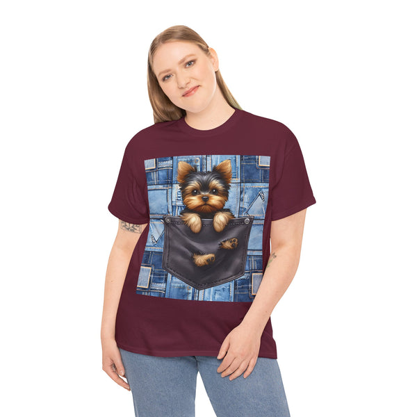 "Denim Dog Patch" Plus Size Women Heavy Cotton Tee T-shirt