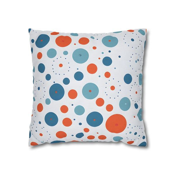 Blue/Orange Polka Dots Spun Polyester Square Pillowcase