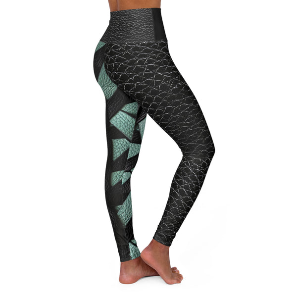 Two Tone Faux Leather High Waisted Yoga Leggings