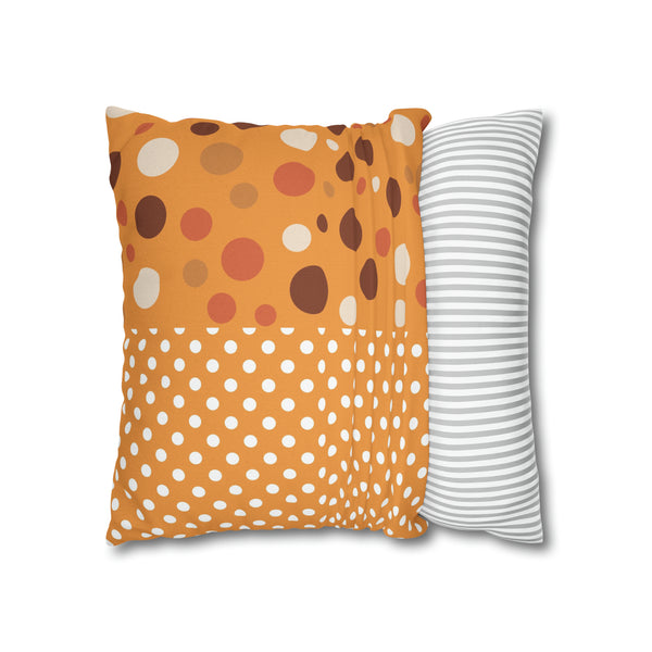 Large Warm Color Polka Dots Spun Polyester Square Throw Pillowcase