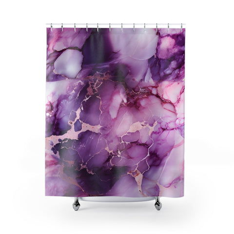 Purple Marble Gold  Shower Curtains
