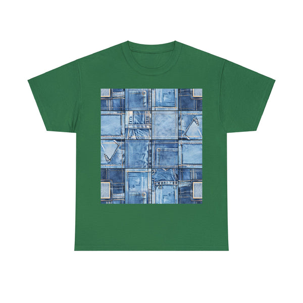 "Denim Patch" Plus Size Women Heavy Cotton Tee
