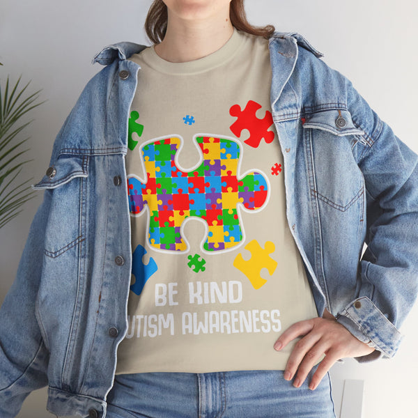 Autism Awareness "Be Kind" Plus Size Women Heavy Cotton Tee