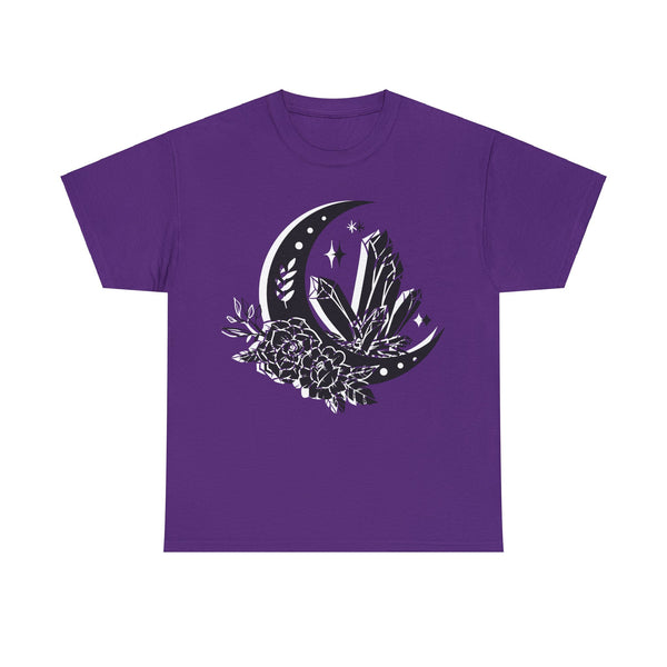 "Crystal, Flowers & Moon" Plus Size Women Heavy Cotton Tee T-shirt