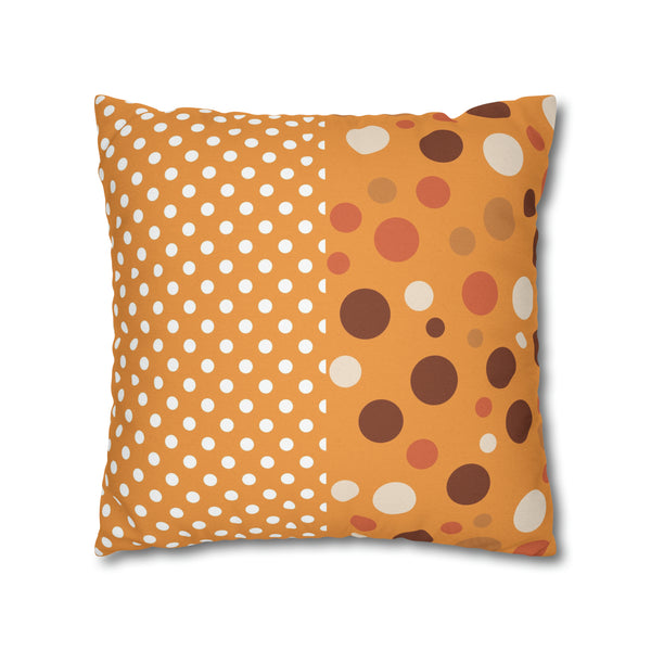 Large Warm Color Polka Dots Spun Polyester Square Throw Pillowcase