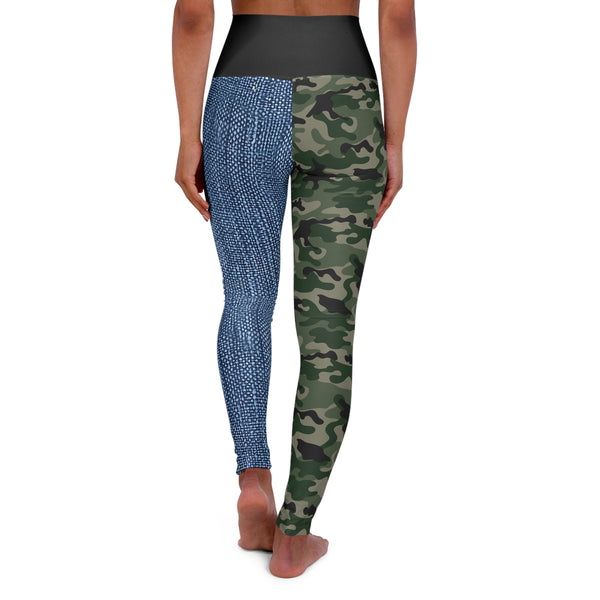 Denim Camo Two Tone High Waisted Yoga Leggings