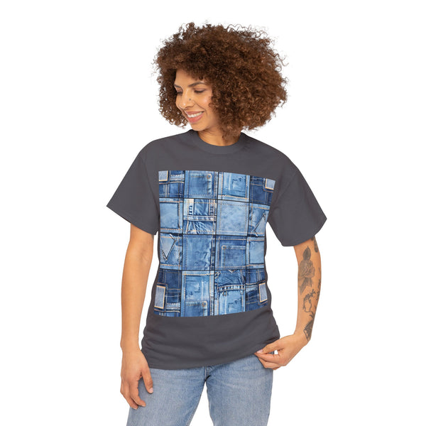 "Denim Patch" Plus Size Women Heavy Cotton Tee