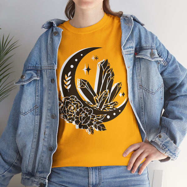 "Crystal, Flowers & Moon" Plus Size Women Heavy Cotton Tee T-shirt