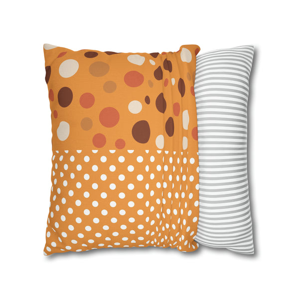 Large Warm Color Polka Dots Spun Polyester Square Throw Pillowcase