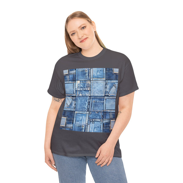 "Denim Patch" Plus Size Women Heavy Cotton Tee
