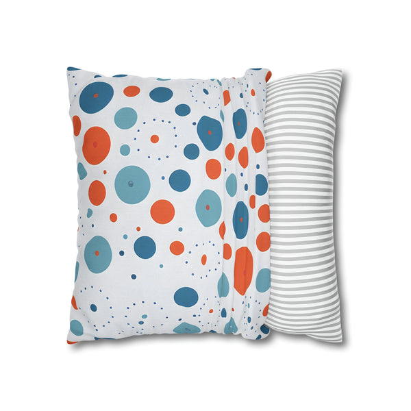 Blue/Orange Polka Dots Spun Polyester Square Pillowcase