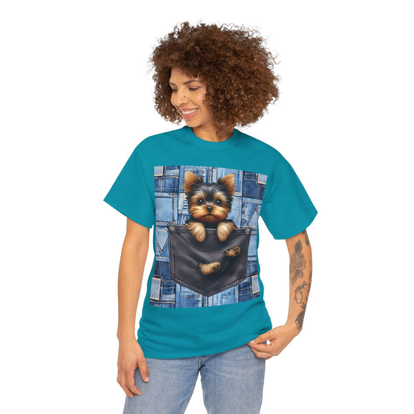 "Denim Dog Patch" Plus Size Women Heavy Cotton Tee T-shirt