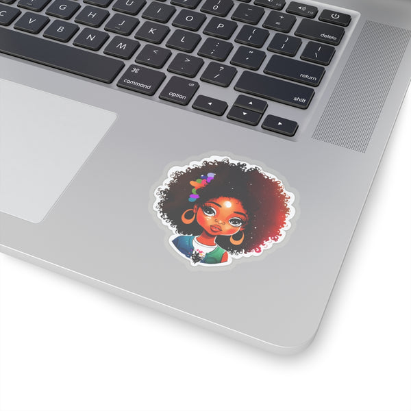 Afro-haired Girl Kiss-Cut Stickers